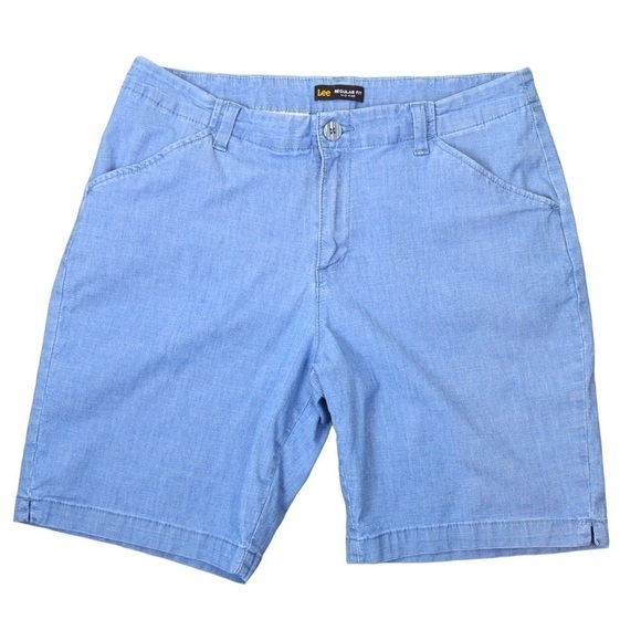Lee Regular Fit Mid Rise Lightweight Chambray Shorts, Size 14 - Picture 1 of 5